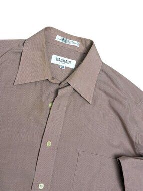 BALMAIN PARIS Vintage Dress Shirt Red Retro Casual Button-Down Mens XL